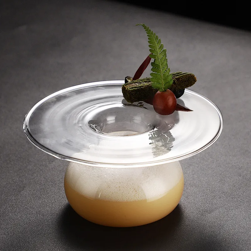 Creative Cocktail Glasses UFO Restaurant Hotel Molecule Gourmet Container Glassware Japanese Cuisine Sashimi Flying Saucer Plate
