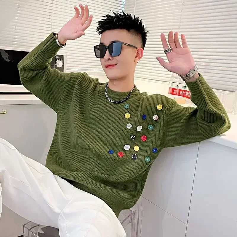 New Arrival Mens fashion designer luxury Crewneck knitted sweater mens button round neck white plow best-selling product S X Z241111