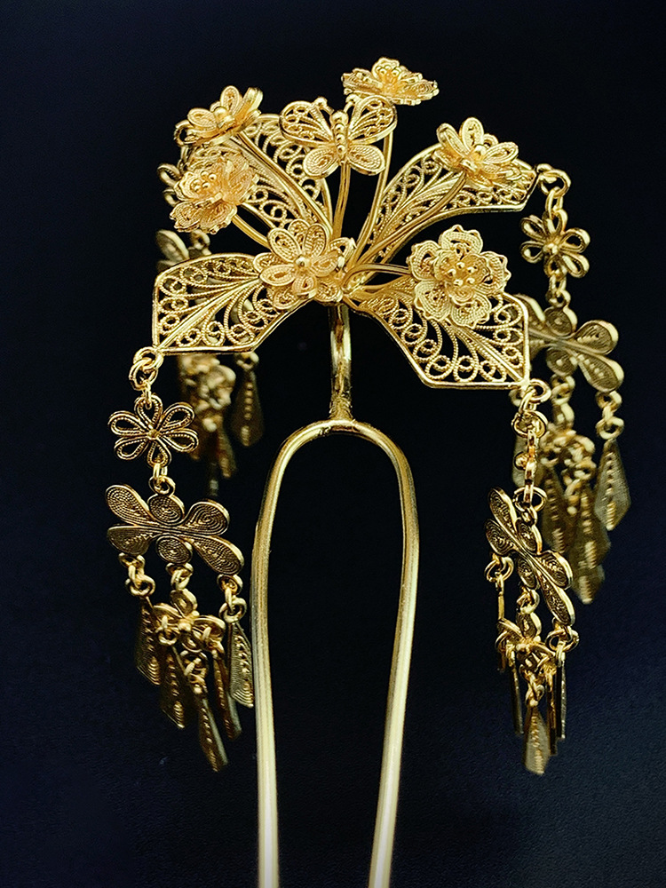 Tassel Antiquity Hair Clasp Hair Clasp Hanfu Ming Hair Accessories Hairpin Silver Plated Wedding Hairpin