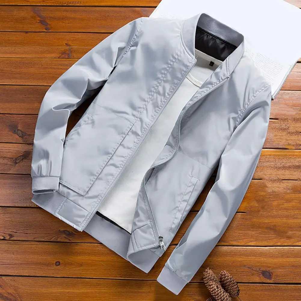 Casual mens jacket with thin and comfortable soft zipper design mens bomber jacket bomber jacket easy to match W241111
