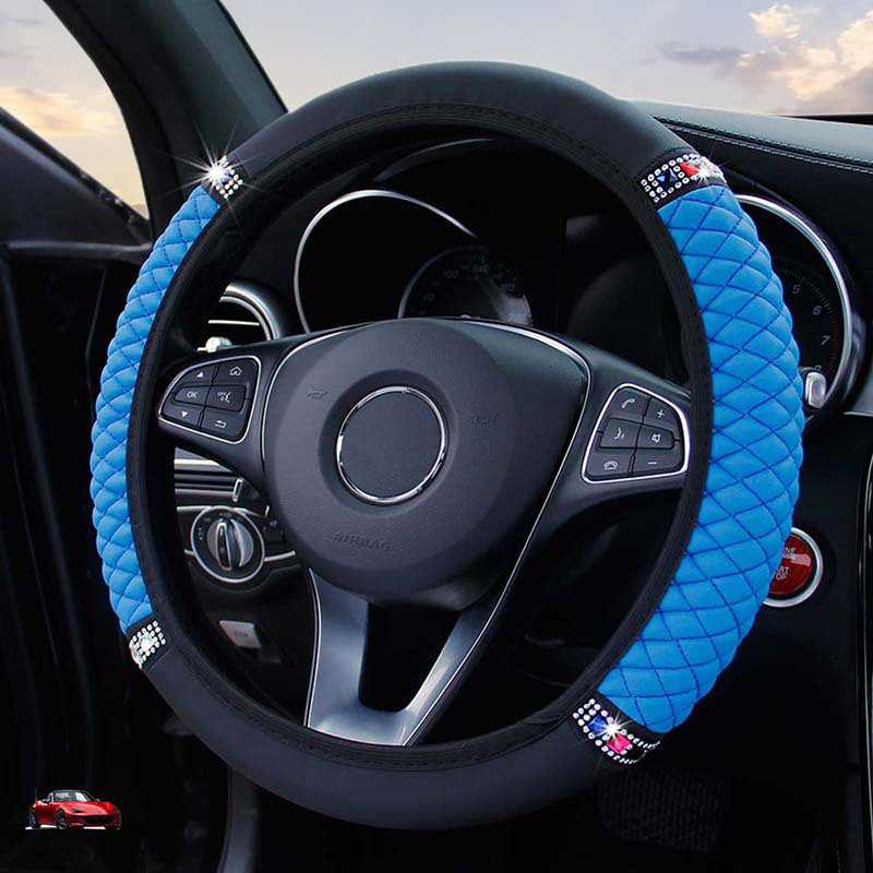 Car Steering Wheel Cover Without Inner Ring Leather Embroidery color Diamonds For Mercedes-BenzA-Klasse For bmw-3 Series