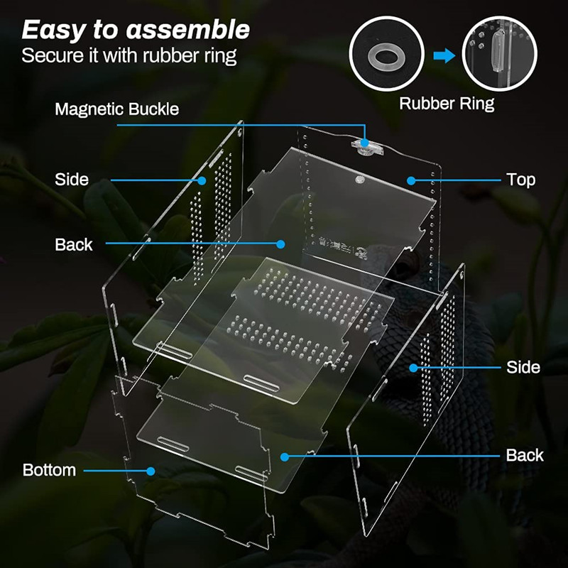 Acrylic Transparent Reptile Terrarium Habitat Breeding Box Reptiles Cage Nano Arboreal Tarantula Enclosure Dearded Dragon Supply