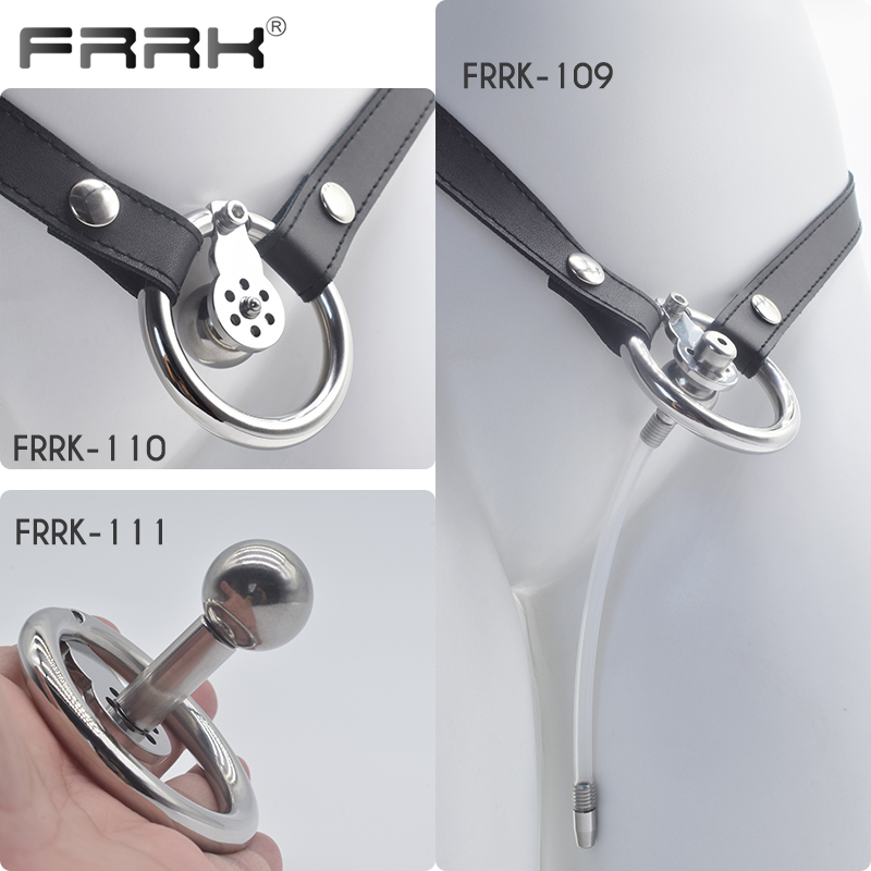 FRRK Solid Steel Ball Inverted Cock Cage with Removable 24mm Metal Bar Penis Insert Male Chastity Device Intimate Sex Toys