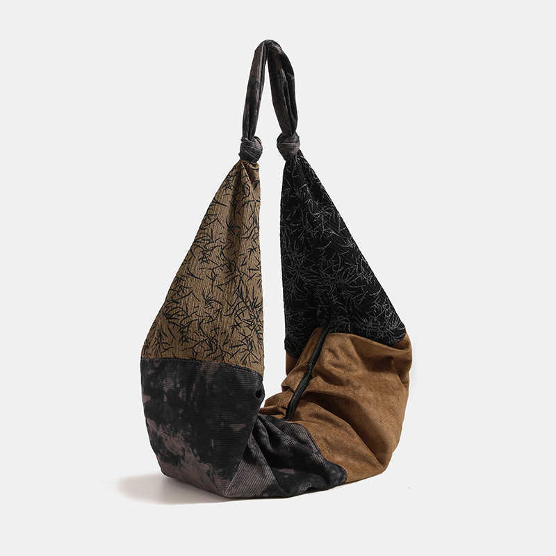 Chinese style warehouse bamboo Luan dumpling bag women large capacity spliced single shoulder armpit bag crossbody bag 241115