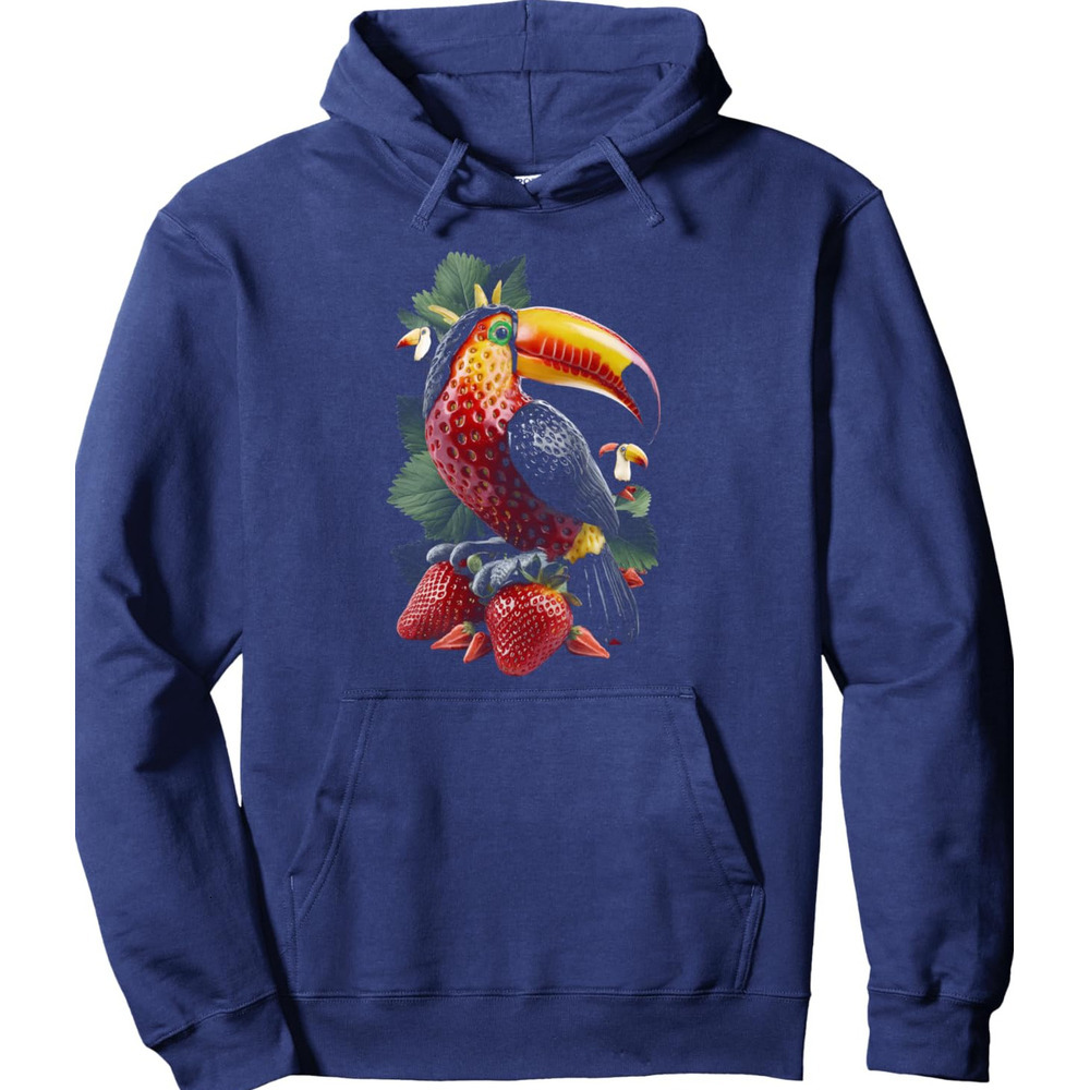 Hoodie for Mens Womens Toucan Bird Strawberry Tropical Rainforest Exotic Fruit Bird Pullover Hoodie Graphic Hoodies sweatshirt