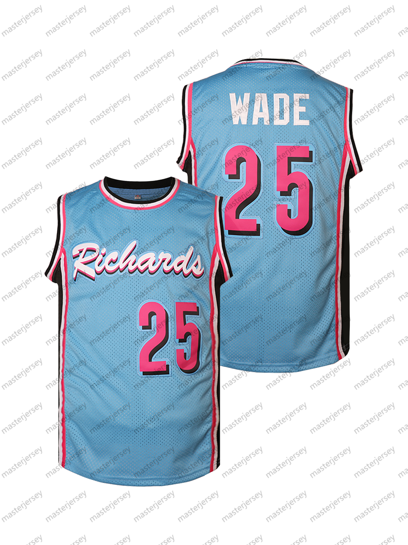 #25 WADE Men's Basketball Jersey Sweatshirt - Embroidered Movie Mesh Letters & Numbers, Crew Neck Sleeveless Training Vest, Loose Fit Athletic To
