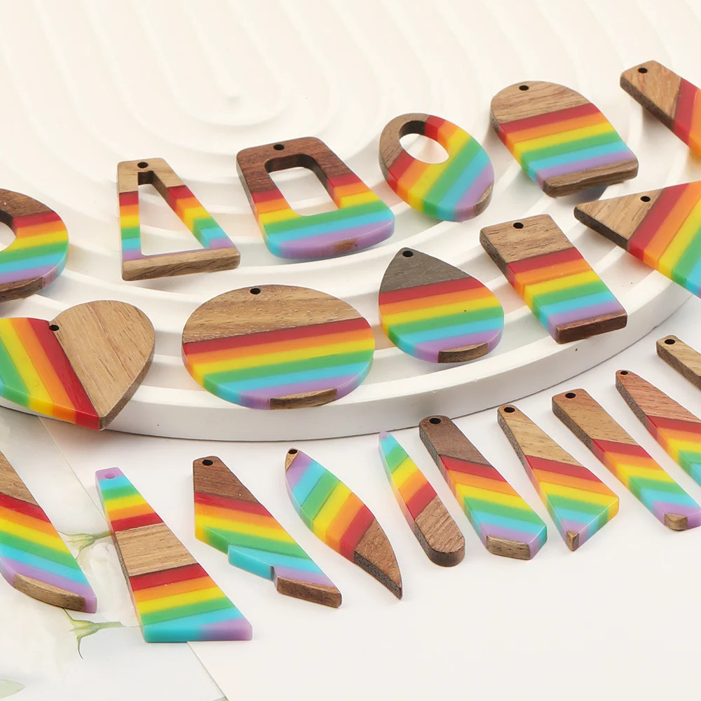 Cordial 50 DIY Accessories/Natural Wood and Resin/Handmade/Charm/Geometric Shapes/Jewelry Discovery and Components #17077 241108