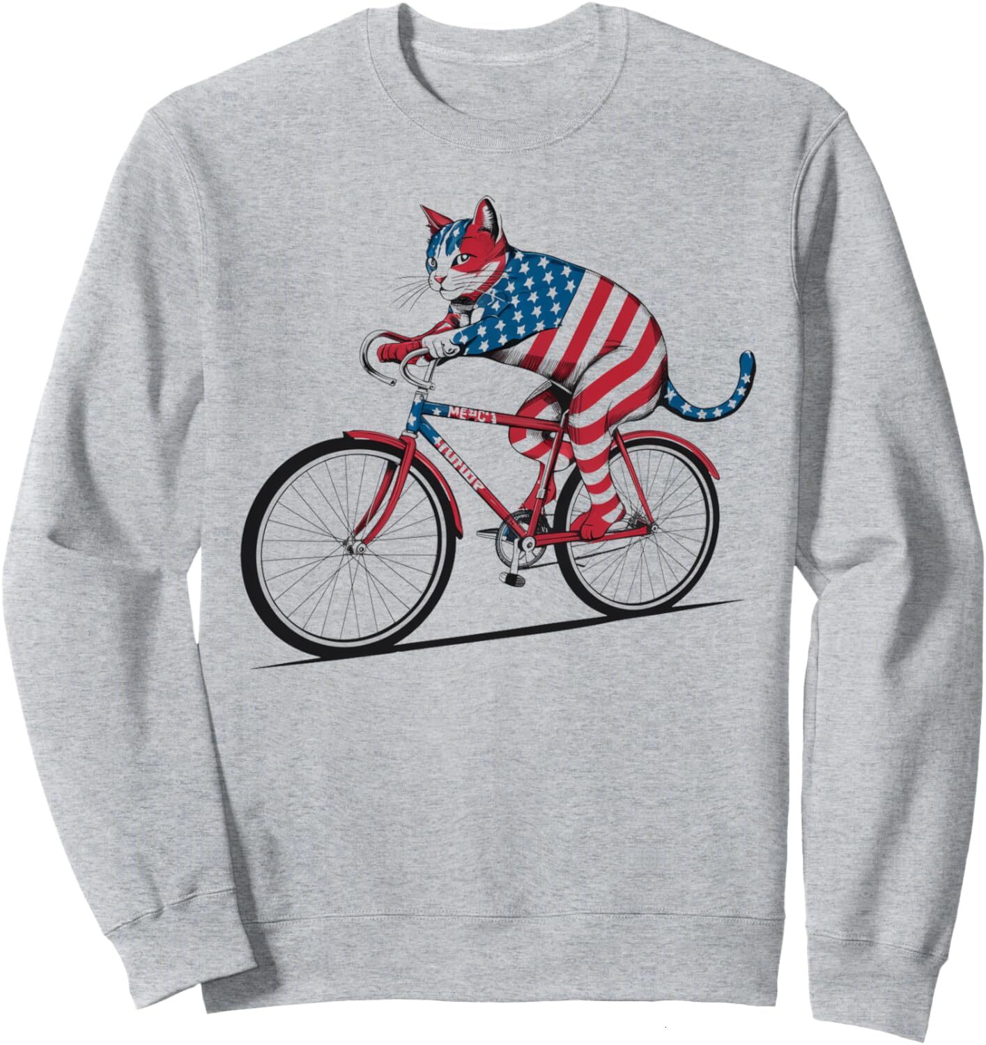 Long Sleeve Shirts for Men sweatshirt Cycling American Flag Cat Bicycle USA Patriotic Cyclist Sweatshirt T shirt Tee Streetwear Casual tops clothes