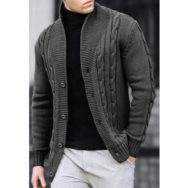 Autumn and Winter Mens Casual Warm Coat Sweater Cardigan Longsleeved Zipper 241111