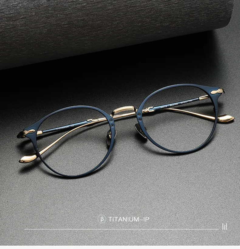Japanese ed pure eyeglass frame mens retro round ultra light glasses handmade glasses M3112 241108