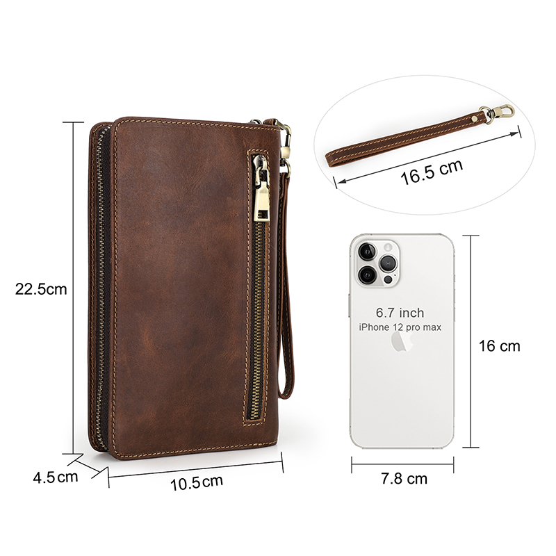 CONTACT'S Genuine Leather Clutch Wallets for Men Long Casual Handbags Male Card Holders Coin Purses Passport Cover Men's Wallets