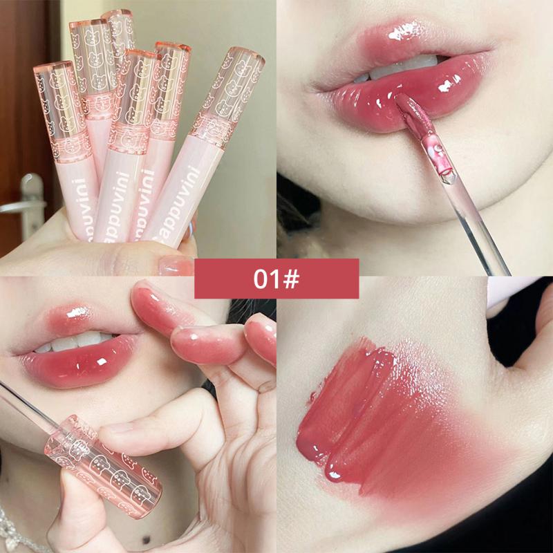 Bubble Lip Glaze Mirror Water Light Glass Lip Glaze Lipstick Milk Tea Color Lip Gloss Non-stick Cup Non-pull Dry Lip Cosmetics
