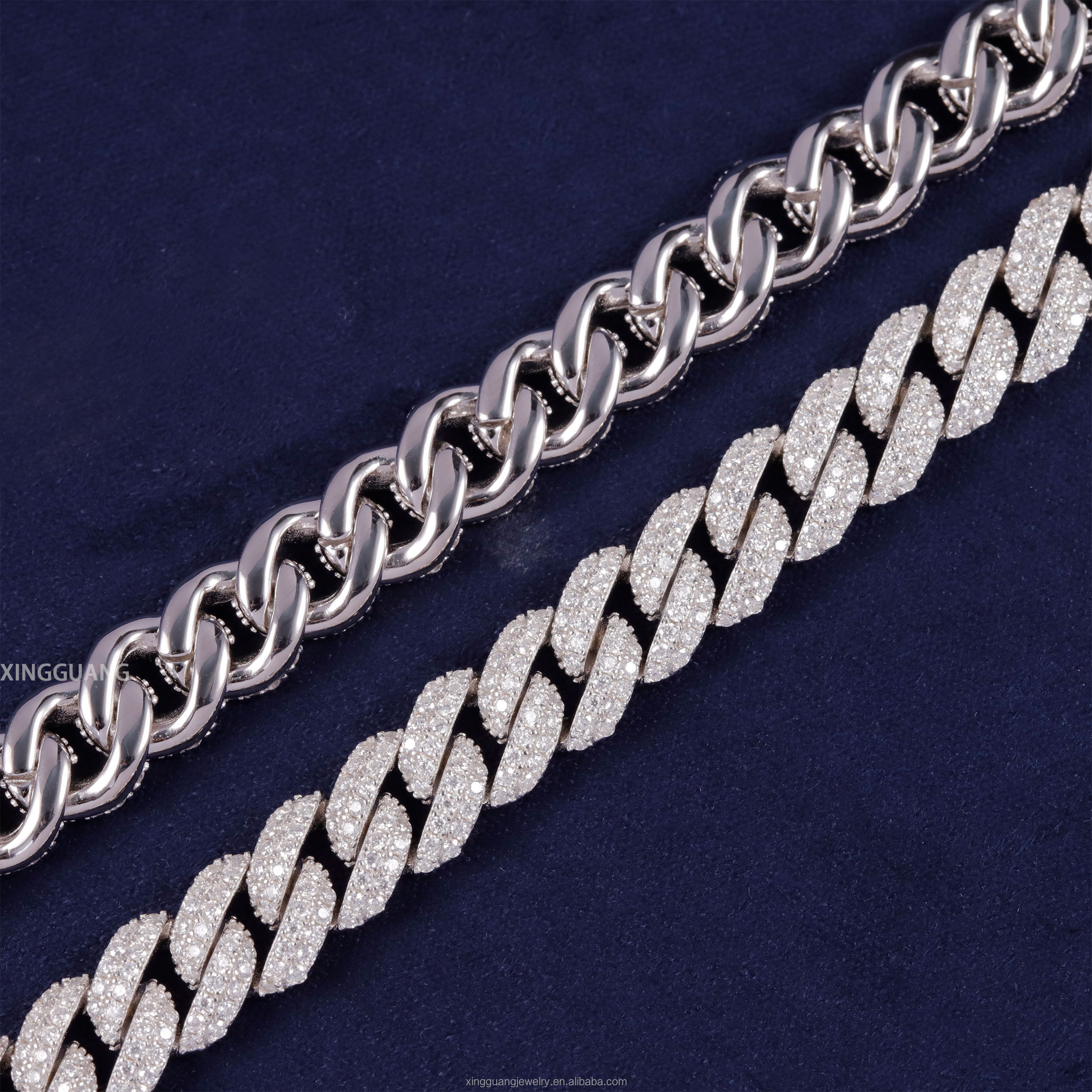 Pass Dia Tester iced out For Men 9mm S Sier Hip Hop Necklace VVS Moissanite Cuban k Chain