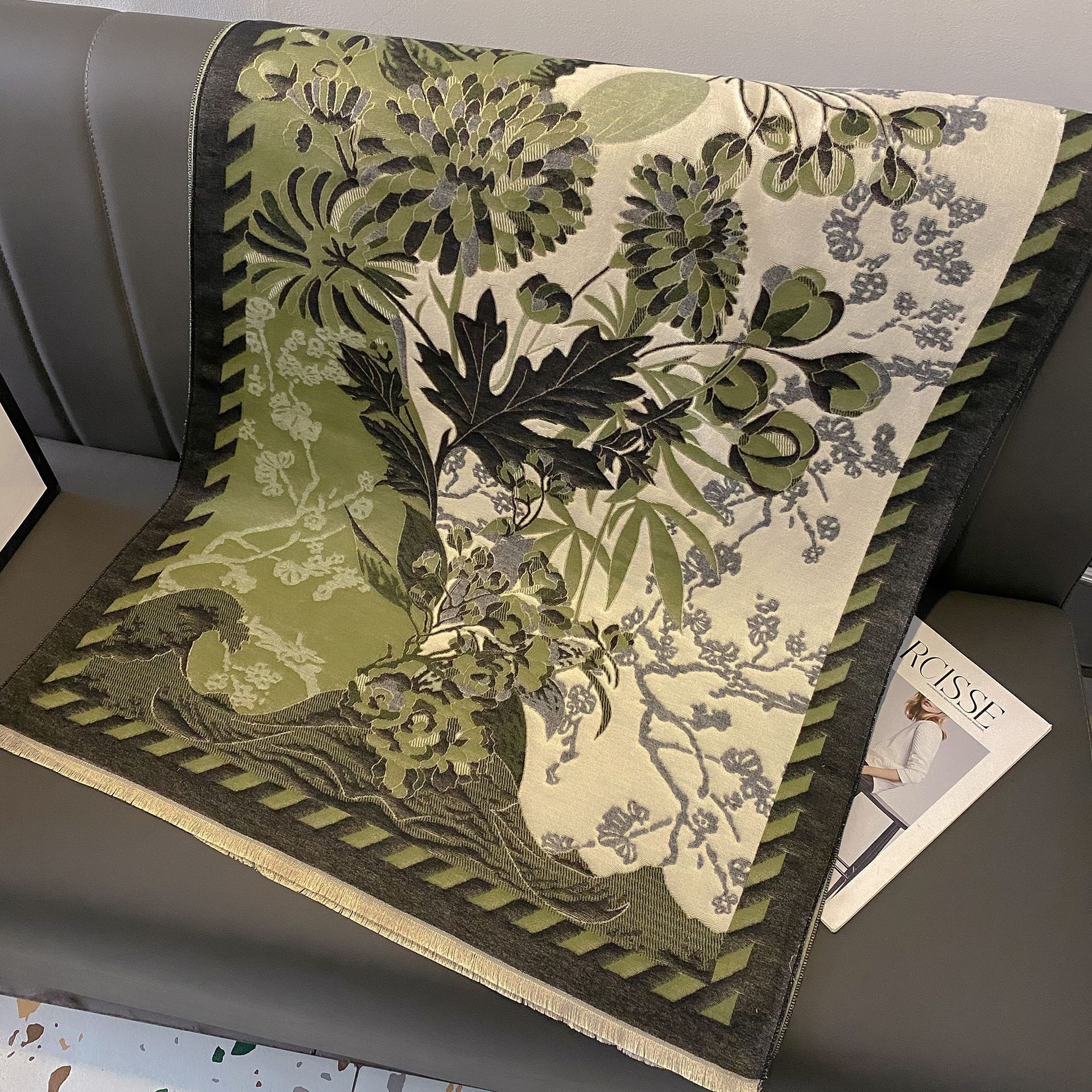 High quality fashion design, Scarf for women in winter, double layered with extended thickened tassels scarf