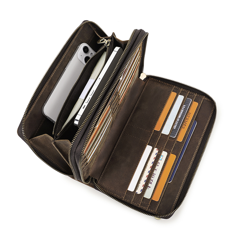 CONTACT'S Genuine Leather Clutch Wallet For Men Long RFID Handbags Phone Pocket Coin Purse Card Holder Large Capacity Money Clip