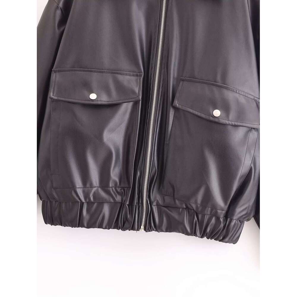 shanshi leather jacket women winter new and versatile women's clothing faux leather loose jacket