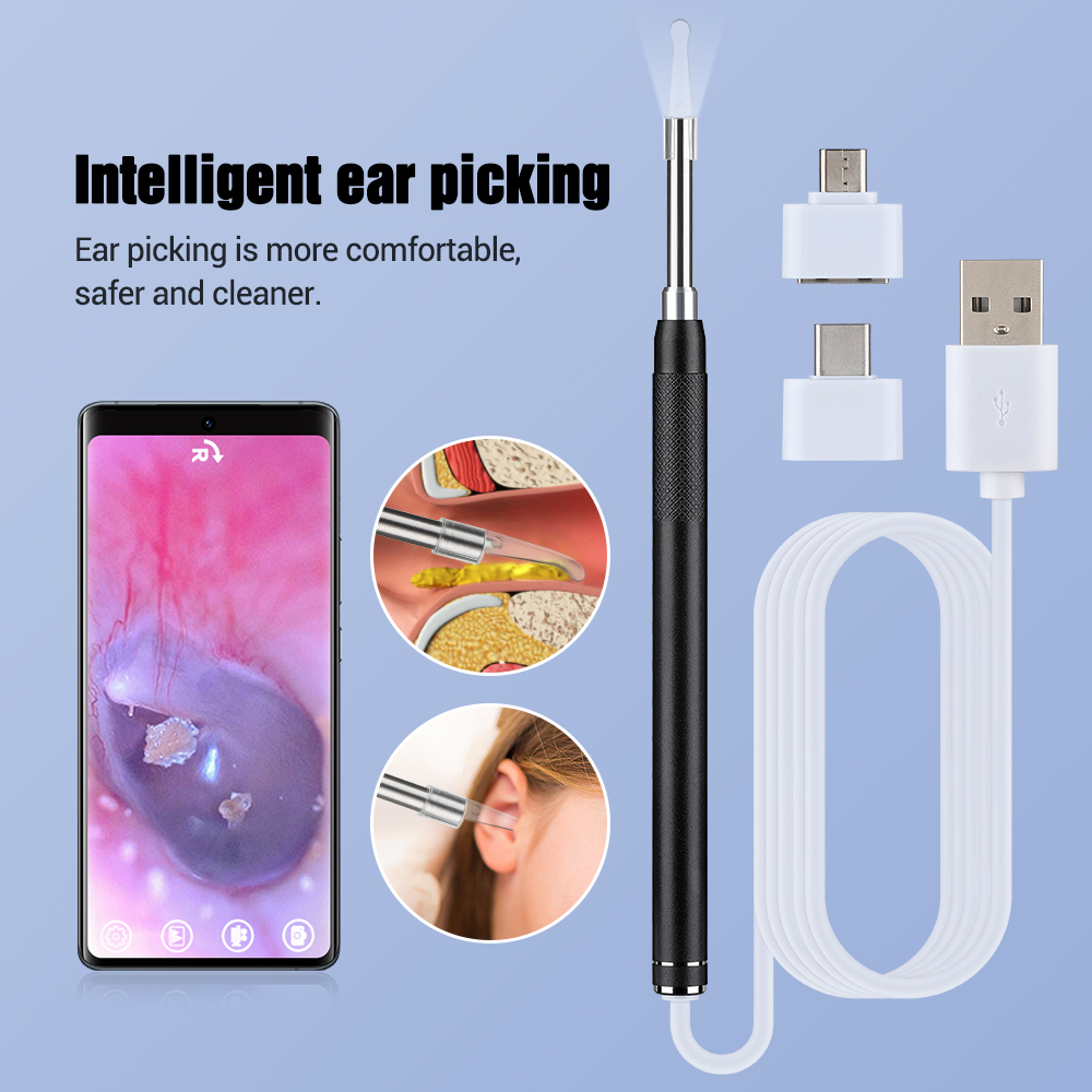 3.5mm Visual Ear pick with LED HDEndoscope Otoscope Ear Canal Cleaning Earwax Cleaning Oral Exam Support Android System Computer