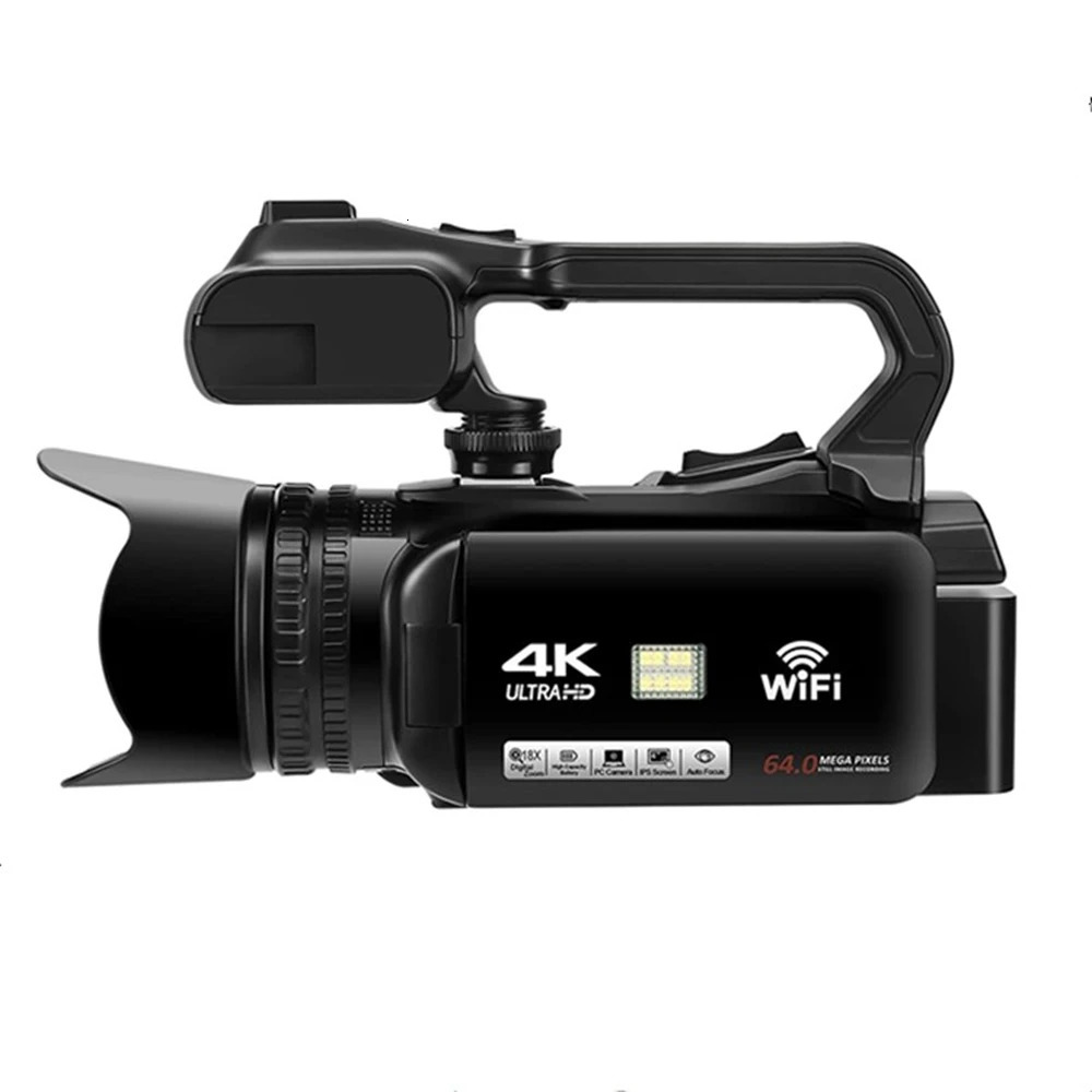 4K Camcorder Digital Video Camera For Live Stream WiFi Webcam 18X 64MP Vlog Recorder 4 Inch Rotate Screen 240407