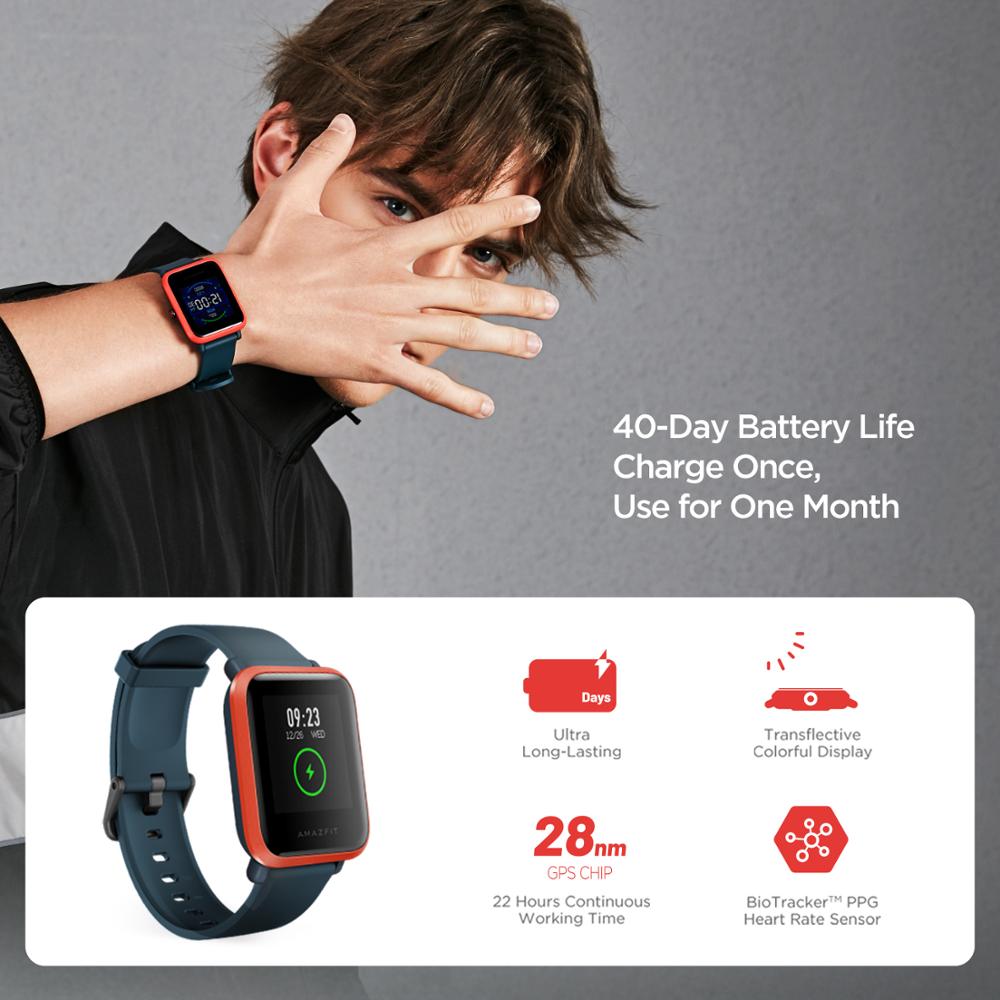 Amazfit SmartWatch Bip S GPS GLONASS 31g Feather-Light Body Bluetooth Heart Rate Measurement Sports Watch Used 90-95 New No Box
