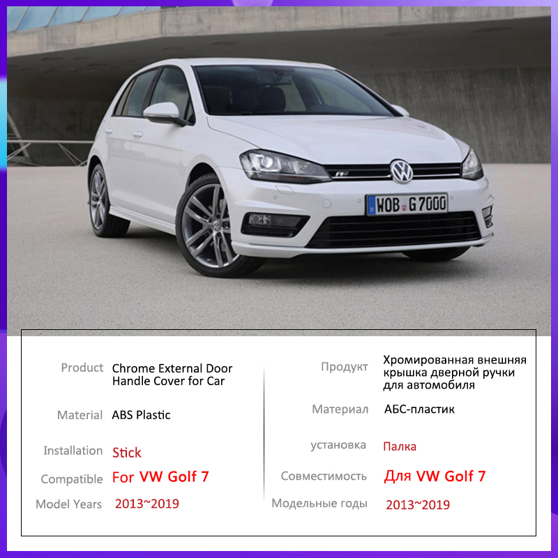 for Volkswagen VW Golf 7 Mk7 2013~2019 Gloss Black Smart Door Handle Cover Stickers Trim Car Protective Accessories 2014 2015