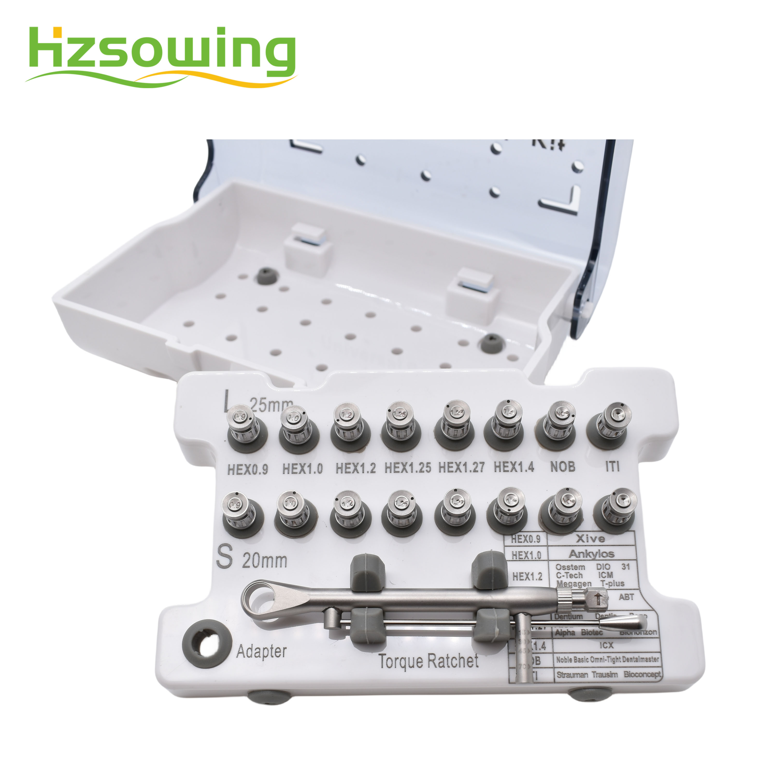 Dental Universal Implant Dentistry Tools Screwdriver WrenchDental Implant Torque Wrench Ratchet 10-70NCM with Drivers & Wrench