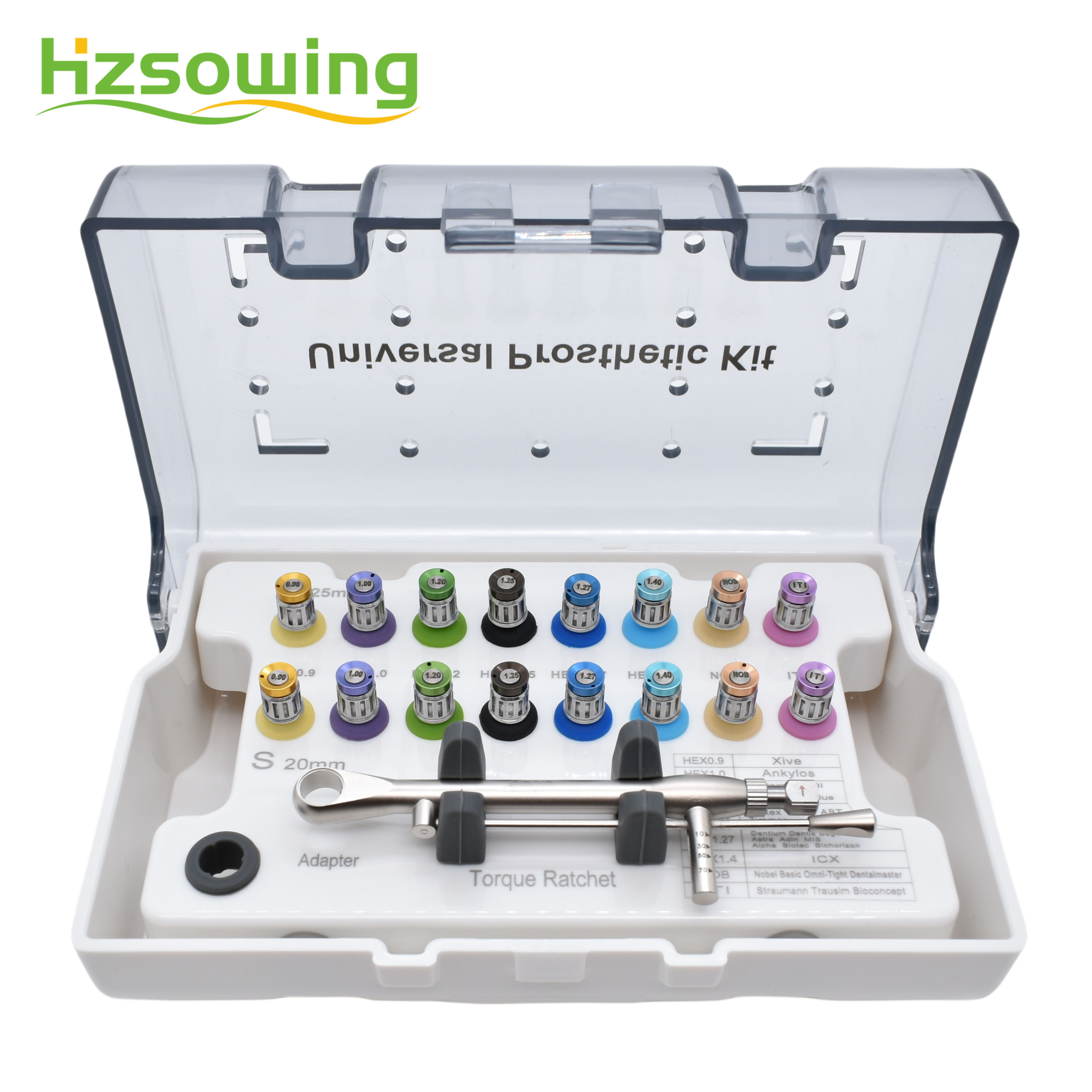 Dental Universal Implant Dentistry Tools Screwdriver WrenchDental Implant Torque Wrench Ratchet 10-70NCM with Drivers & Wrench