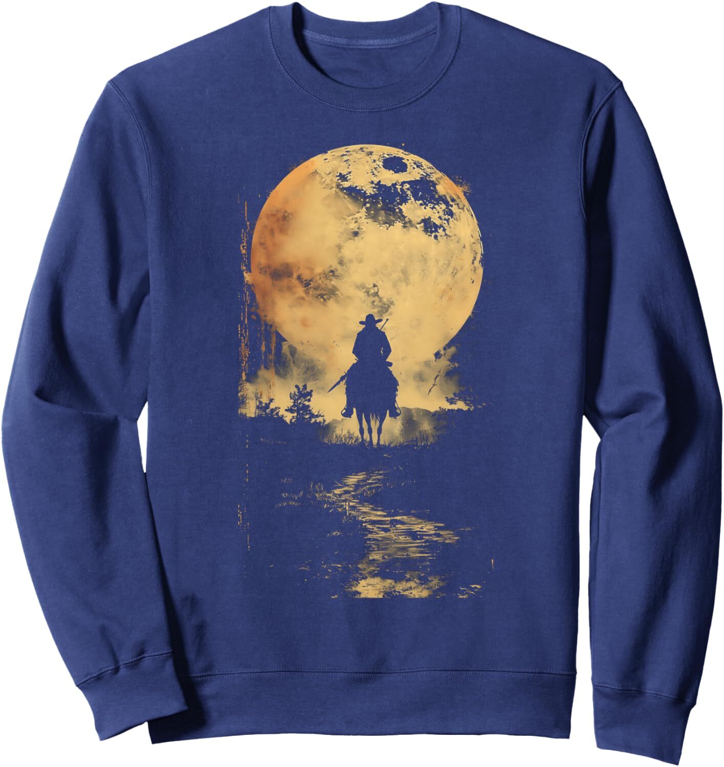 Long Sleeve Shirts for Men sweatshirt Horseback Riding Cowboy Silhouette Moon Western Country Gift Sweatshirt T shirt Tee Streetwear Casual tops cloth