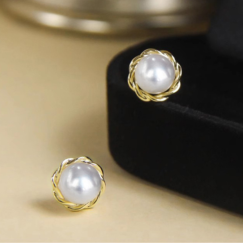 Stud Earrings 925 sterling silver Stud women 18K gold plated earrings classic popular pearl Stud luxury jewelry