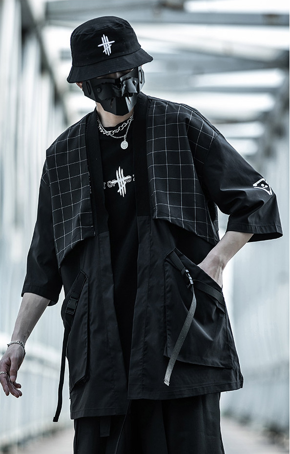 Spring Summwe Loose Men Coat Jacket Plus Size 3XL Japanese Kimono Cardigan Traditional Samurai Costume Hip Hop Street Clothing