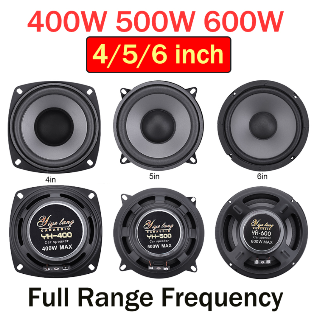 1 PC 4/5/6 Inch Car HiFi Coaxial Speaker 400W 500W 600W Music Stereo Full Range Frequency Subwoofer Speakers for Vehicle Aut