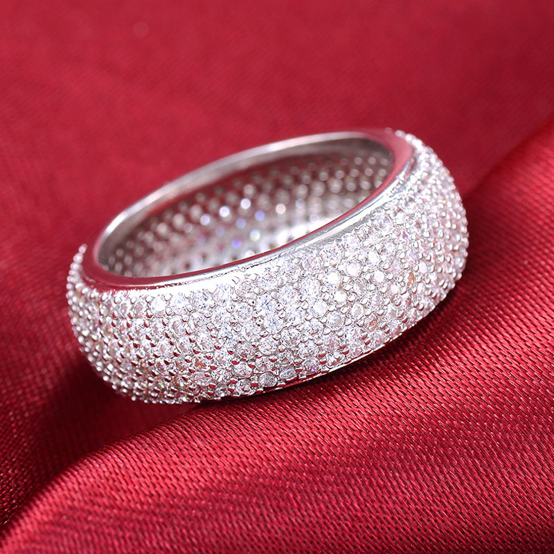 Hip Hop Full Zircon Copper Gold Plated Men Women Finger Ring