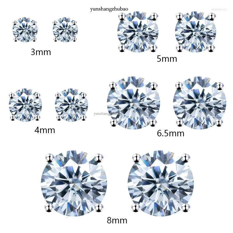 Stud Earrings 0.2-4CT 3-8mm Moissanite Screwback Women Sterg Sier 14K Gold Plated Moisanite Solitaire Pass