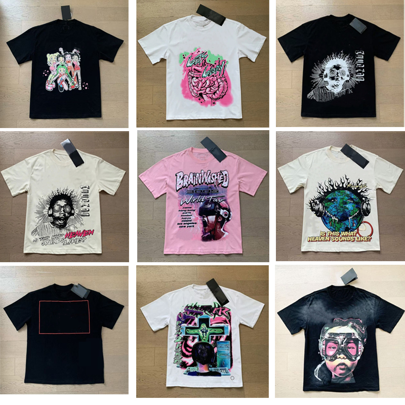 Mens T shirt designer summer short sleeve tshirts womens Graffiti Tee Print Loose High Street Shorts 01