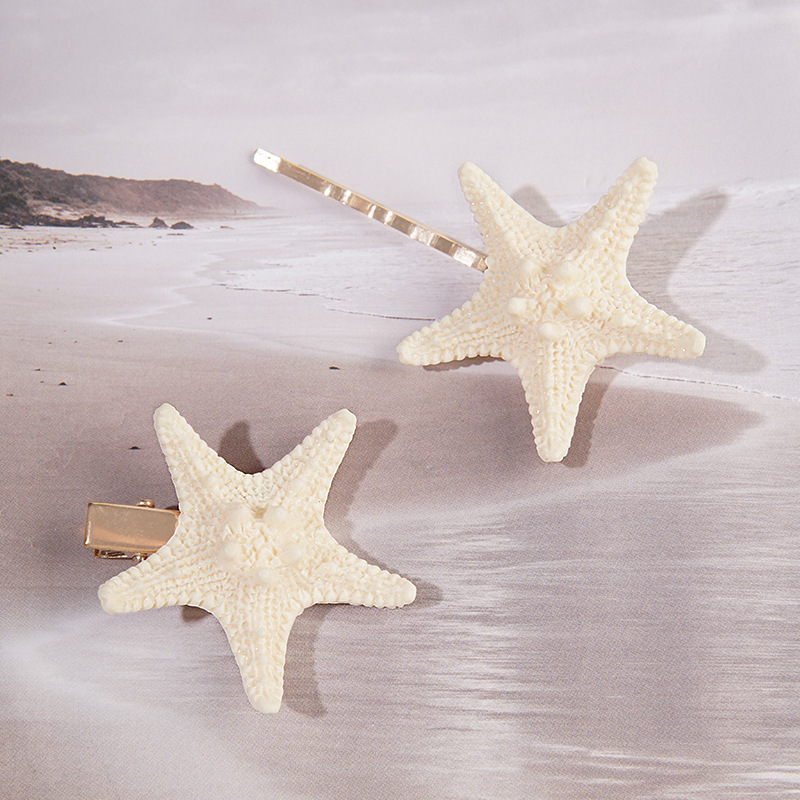 2 Pcs Starfish Hair Clips Natural Beach Sea Star Hair Pins for Women and Girls Cute Hair Barrettes Mermaid Headpiece Accessories