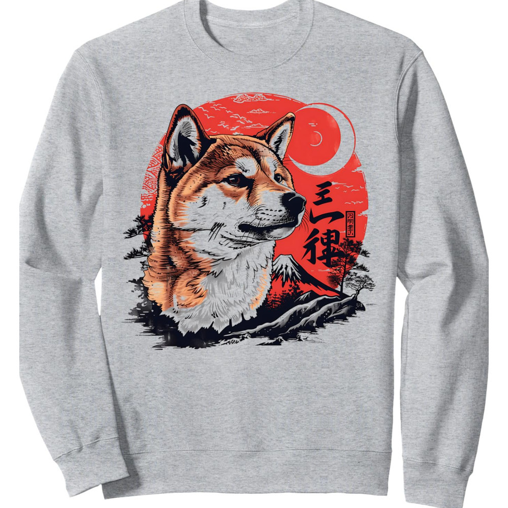 Long Sleeve Shirts for Men sweatshirt Shiba Inu Dog Japan Sunset Japanese Art Dog Lover Gift Sweatshirt T shirt Tee Streetwear Casual tops clothes