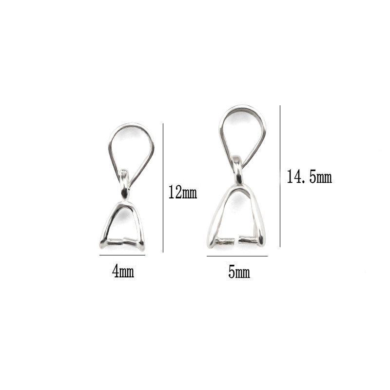 2pcs 12x4mm/14.5x5mm 925 Sterling Silver Pendant Necklace Buckle Clasps Connectors Silver Jewelry Findings Accessories for DIY