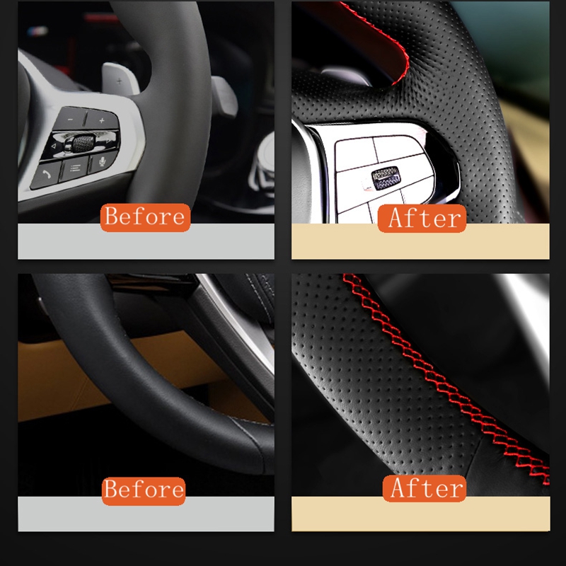 Braid Car Steering Wheel Cover Steering Wrap Car Accessories For Peugeot E-208 2020 508 208 3008 4008 5008 2016-2020 550a5