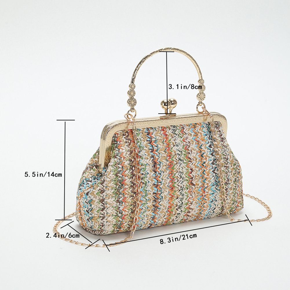 Women Fashion Crossbody Bag Colourful Ladies Hobo Bag Straw Girl High-quality Large Bag Casual Hasp for Summer Beach Vacation