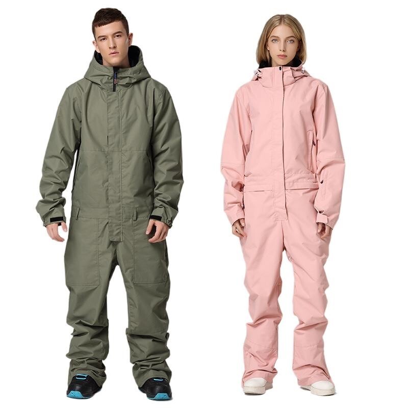 One-Piece Ski Men And Women Suit Waterproof Outdoor Jumpsuit Casual Thick Winter Warm Snowboarding Set