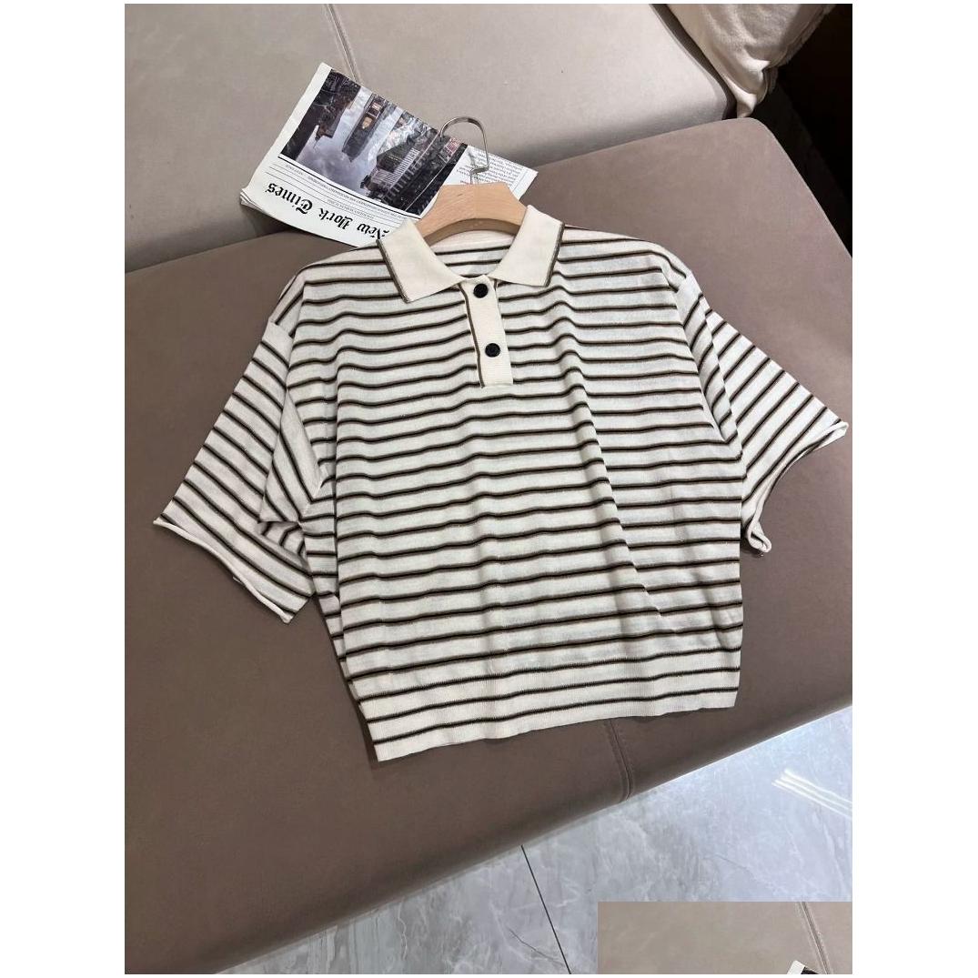 Womens T-Shirt Women Shirts Summer Wool Brunello Casual Striped Shirt Drop Delivery Apparel Clothing Tops Tees Ot5Rv