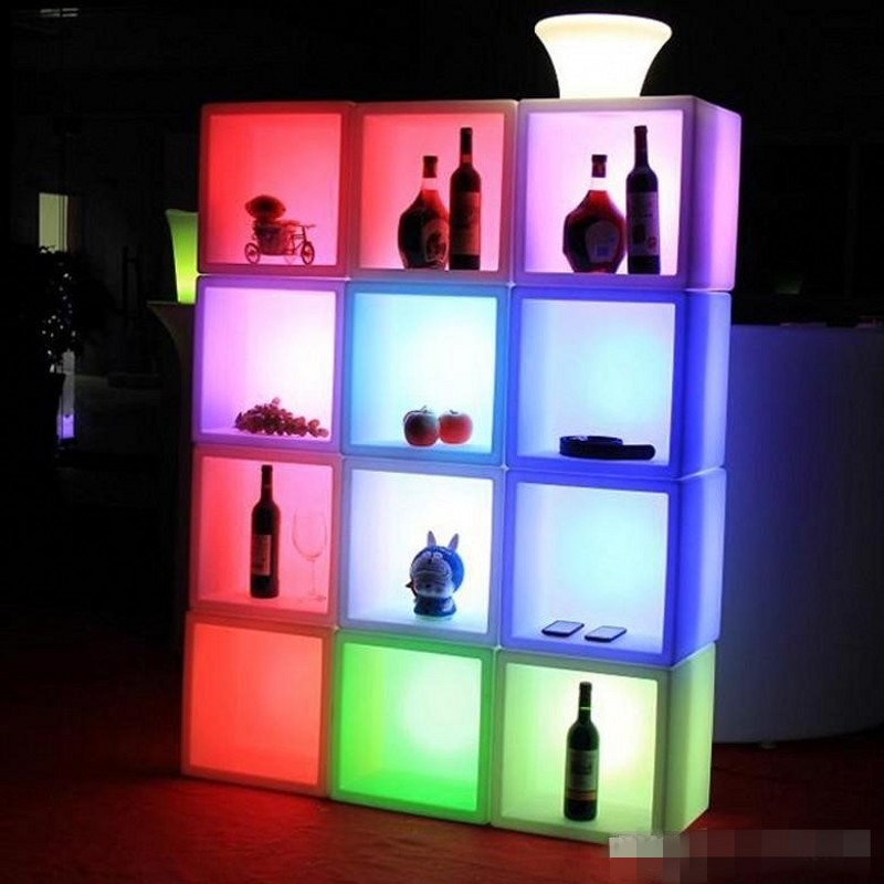 Portable LED Luminous Wine Bar Cabinet Light Up Display Case Waterproof Plastic Beer Champagne Bucket Ice Cube Storage Container