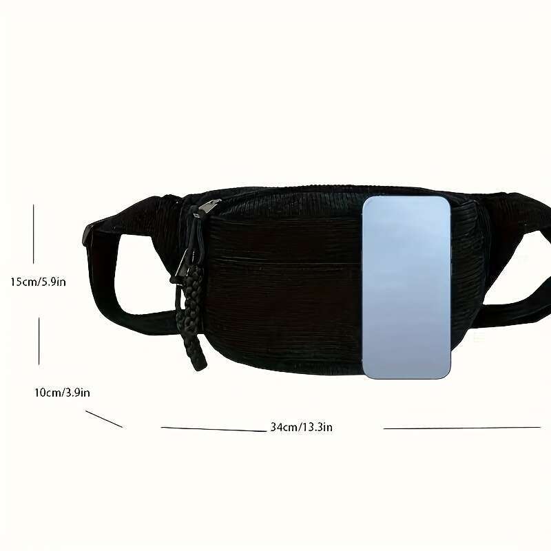 Fashion Corduroy Minimalist Chest Crossbody Bag, Casual Style Fancy Pack bum bag fanny pack for Outdoor Travel And Sports .