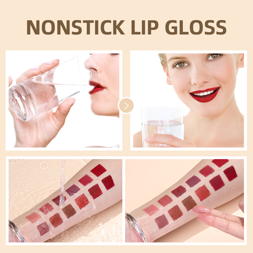 12 Colors Set Matte Lipgloss Waterproof Liquid Lipstick Makeup Lip Glaze Long Lasting Sexy Red Pink Nude Lip Gloss Kit Wholesale 37885