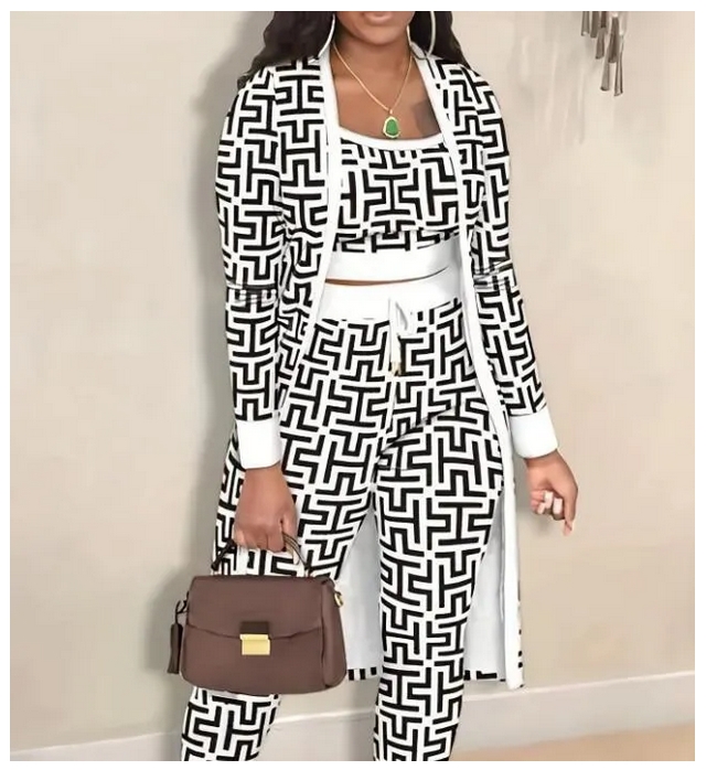 Luxury Womens Tracksuits Geometric Printed Three Piece Set Sports Vest Windbreaker Jacket Sweatpants Jogging Suit Stretchy Designer Sets Women Clothes