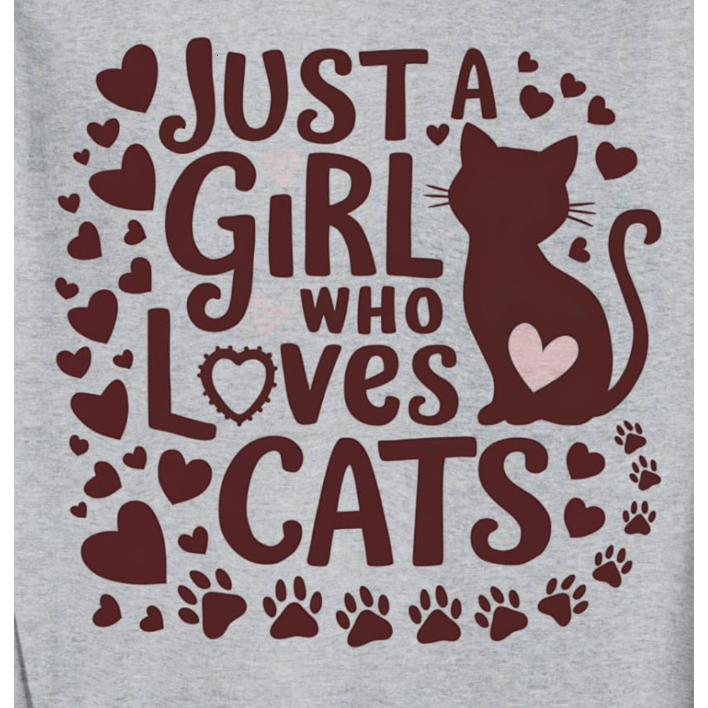 Long Sleeve Shirts for Men sweatshirt Cats Just A Girl Who Loves Cats Paw Prints Cute Love Sweatshirt T shirt Tee Streetwear Casual tops clothes