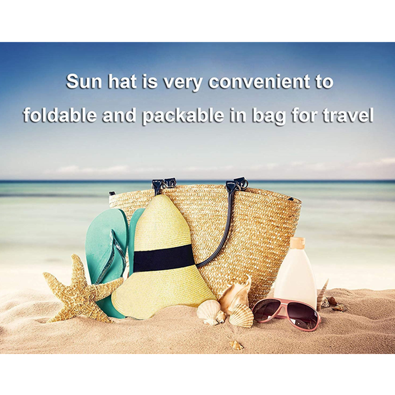Women's Sun Hat Wide Brim Foldable Bows Straw Hats Summer Travel Beach Panama Cap Dome Bucket Cap Breathable Visor Bonnet