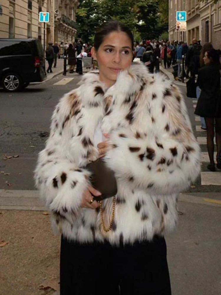 Winter Loose Womens Thick Fluffy Faux Fur Coat Fashion Solid Color Cutting Over Warm Jacket Womens Fashion Coat 241108