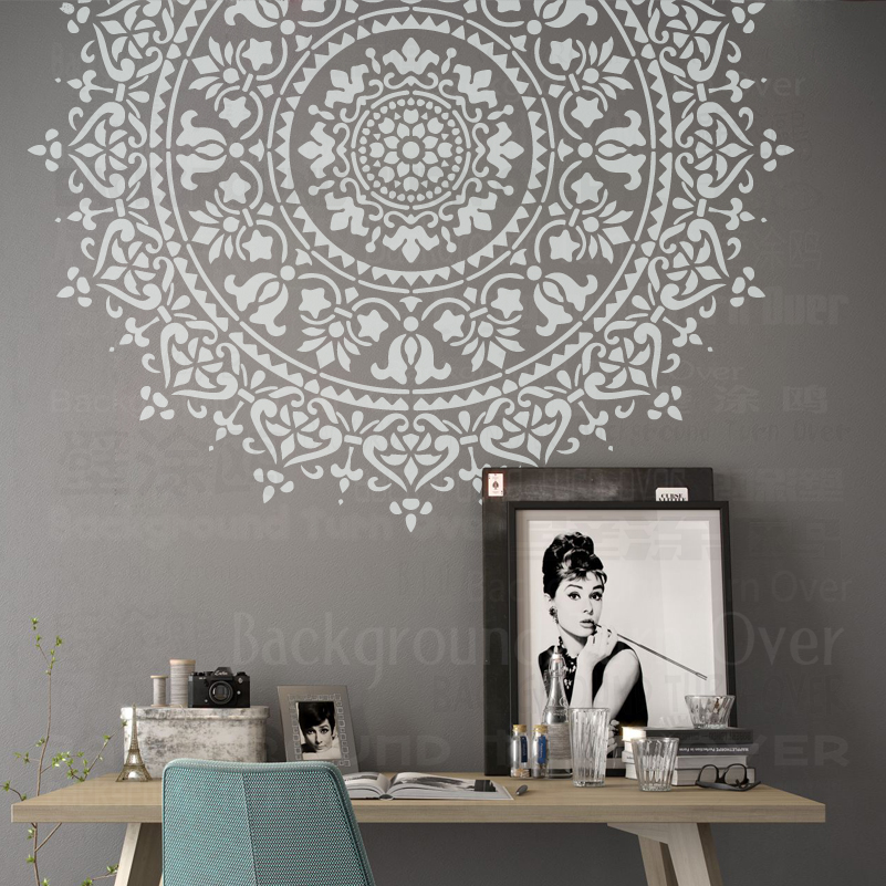 70cm - 110cm Stencil Mandala Extra Large For Painting Big Round Wall Decors Paint Walls Brick Floor Template Vintage Tile S052