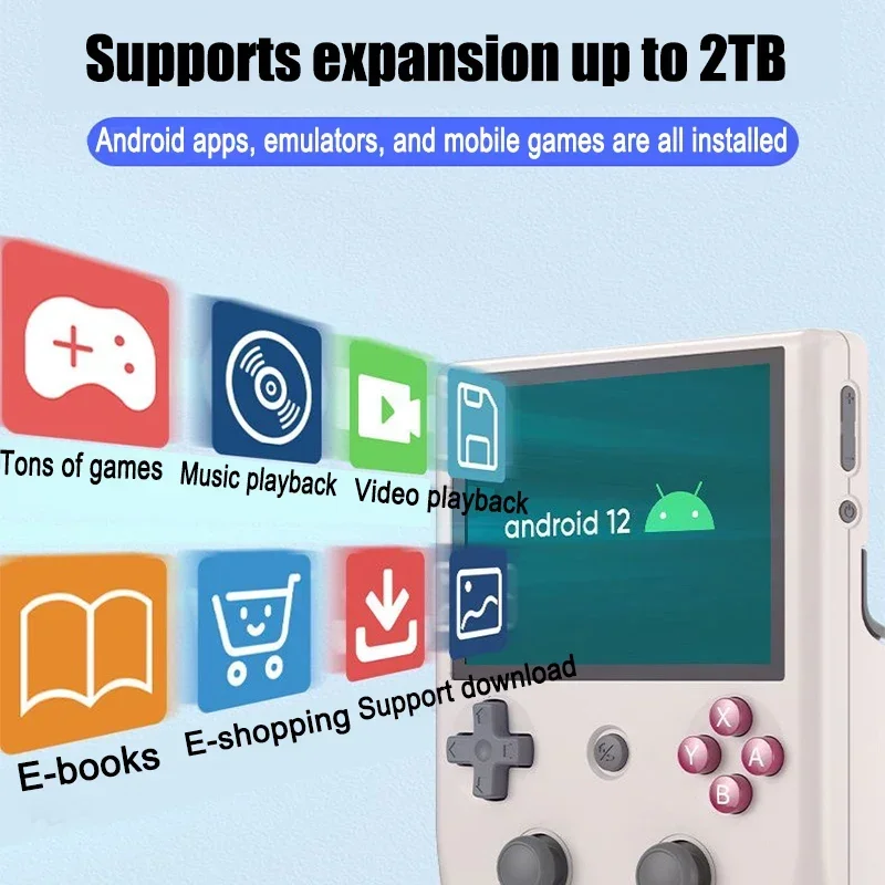 New RG405V Upgraded New Portable Touch Screen Android 12 5G WIFI 4 Inch IPS 512G PSP PS2 Children's Gifts Birthday Gifts