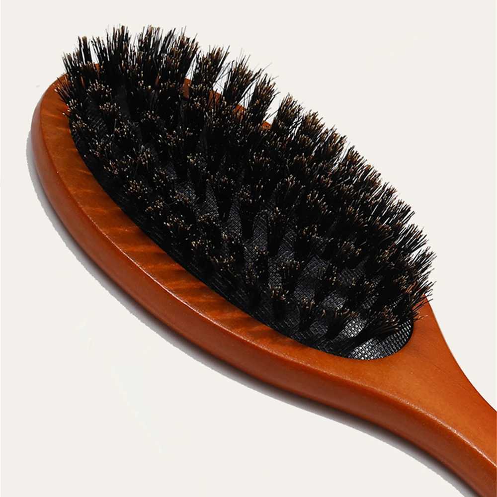 Natural bristle brush massage comb anti-static hair scalp blade brush beech wood handle hair comb hair comb W241112